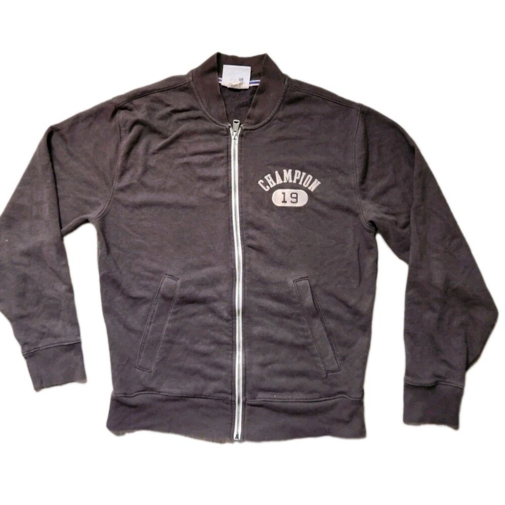 Champion Heritage French Terry Warm-Up Full Zip Jacket Arch Logo Dark Gray Sz M